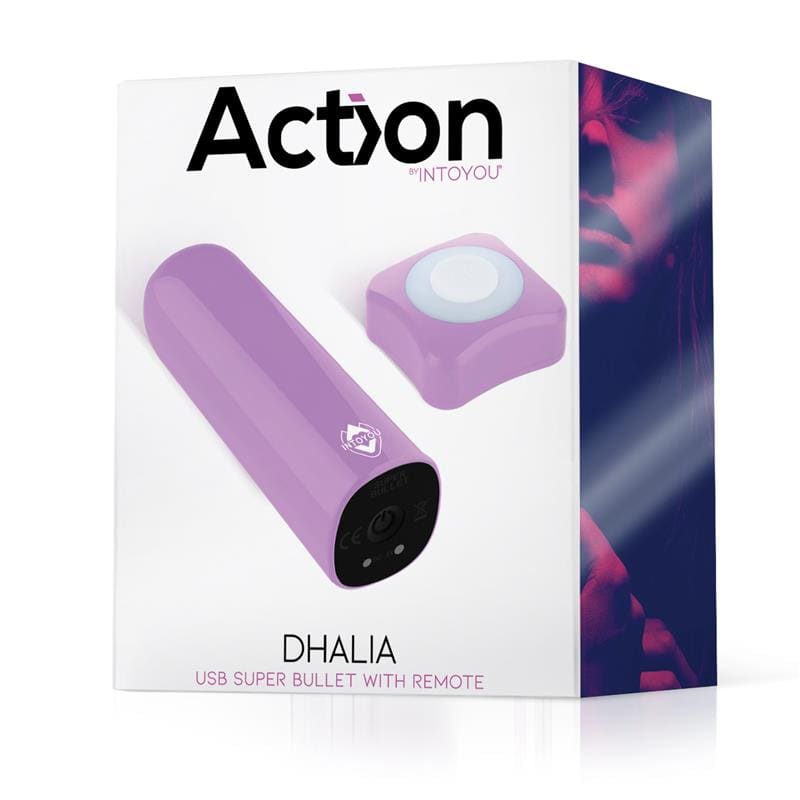 ACTION DHALIA SÚPER BALA VIBRADORA CONTROL REMOTO ALTA POTENCIA USB PÚPURA - Imagen 6