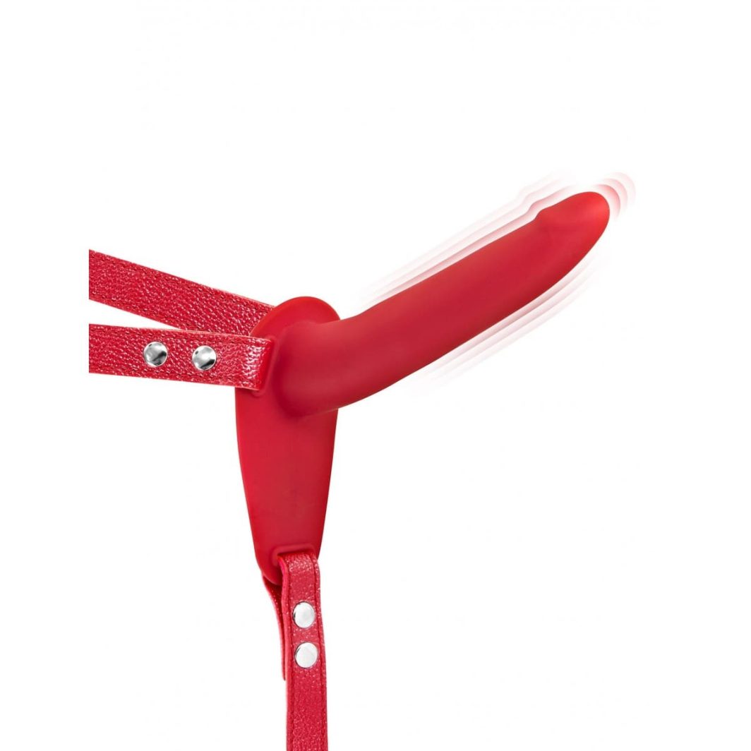 ARNÉS VIBRACIÓN RECARGABLE 10 MODOS SILICONA ROJO FETISH TENTATION