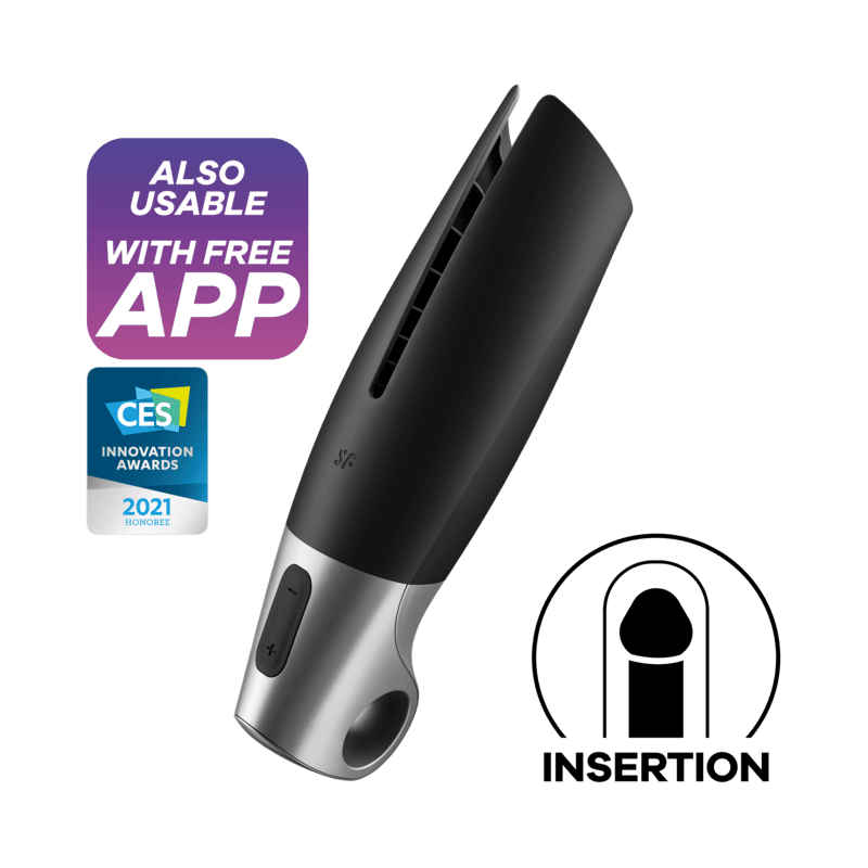 SATISFYER POWER MASTURBATOR APP BLACK/SILVER