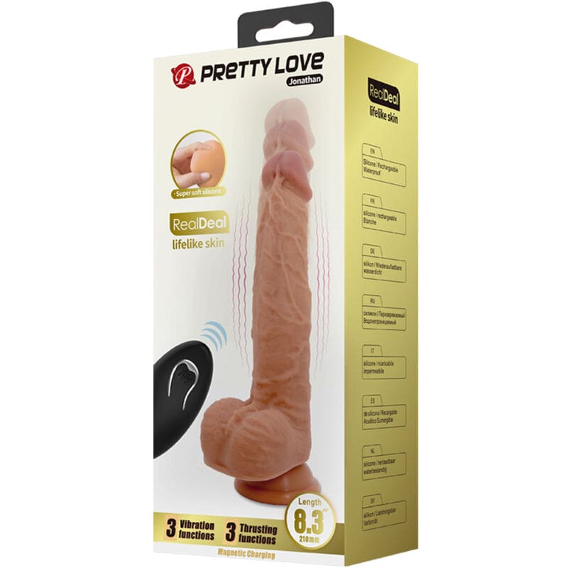 JONATHAN DILDO SILICONA 3 VIBRACIONES + 3 MEDIDAS INSERCIÓN CONTROL REMOTO 21 CM