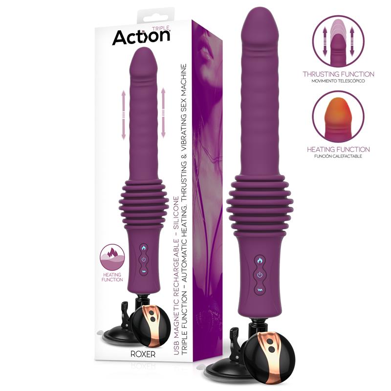 ACTION Roxer Sex Machine con Vibración, Thrusting, Efecto Calor y Control Remoto