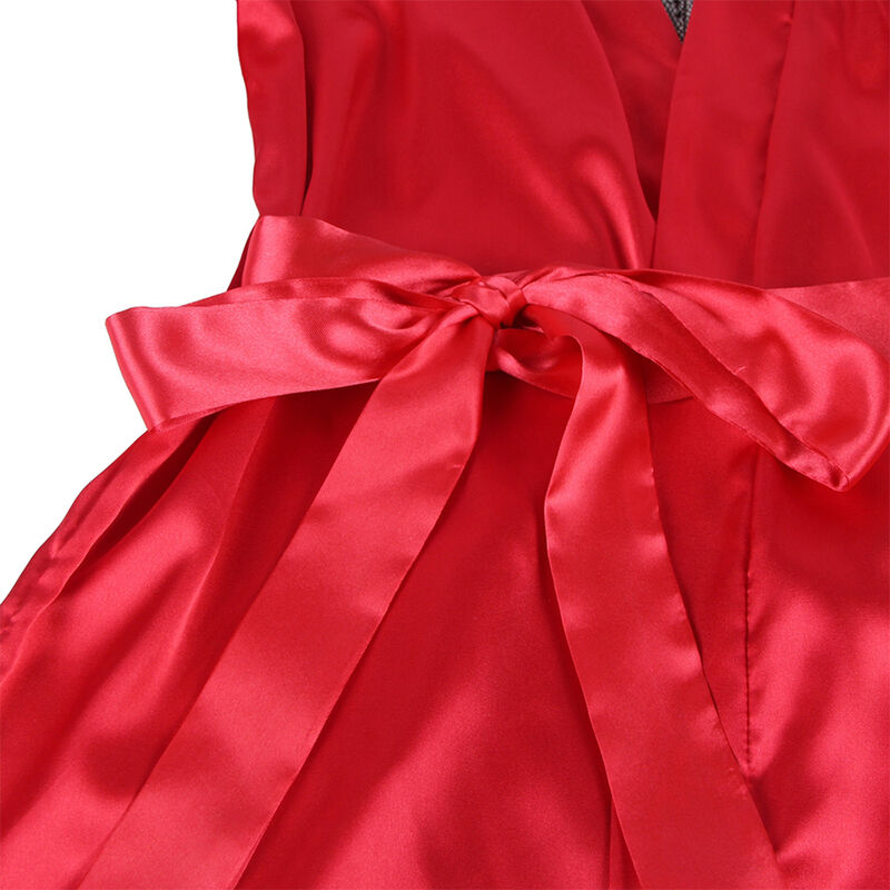 SUBBLIME 954017 CAMISON DE ENCAJE ESPALDA TRANSPARENTE TANGA ROJO/NEGRO S/M