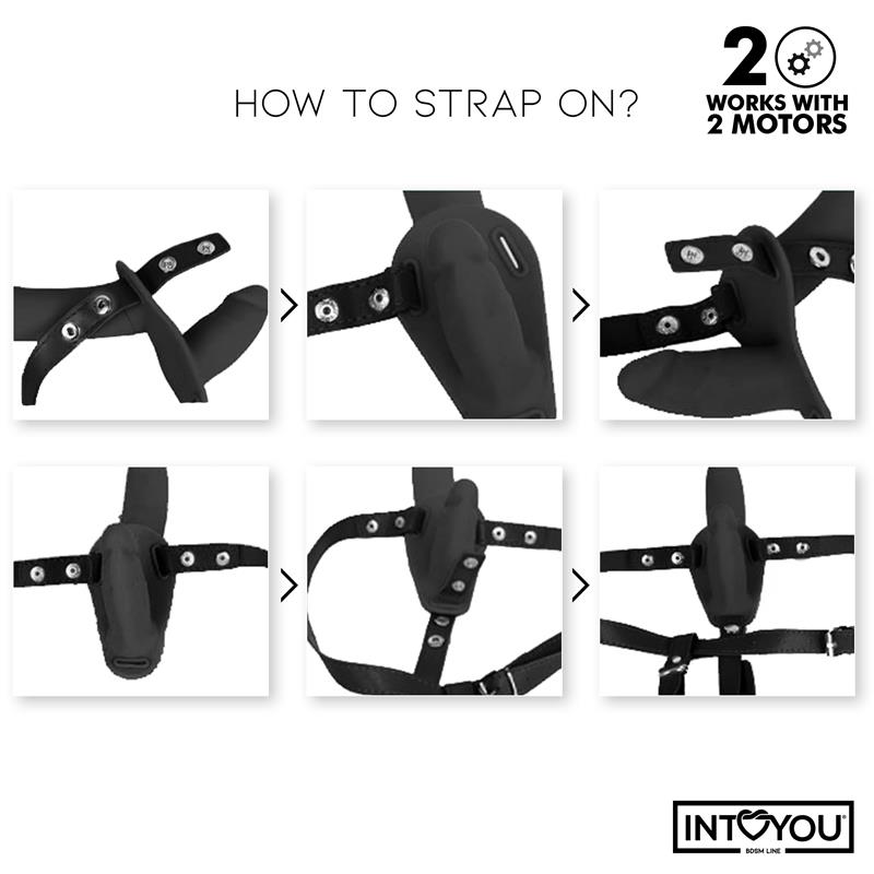 INTOYOU BDSM LINE Jordan Arnés Dildo Doble con Vibración y Control Remoto