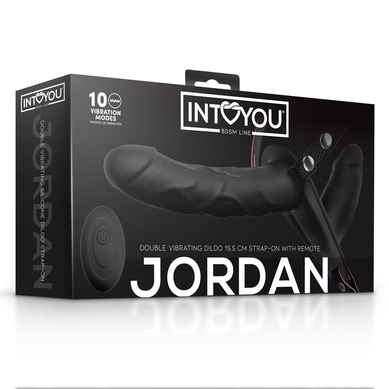 INTOYOU BDSM LINE Jordan Arnés Dildo Doble con Vibración y Control Remoto