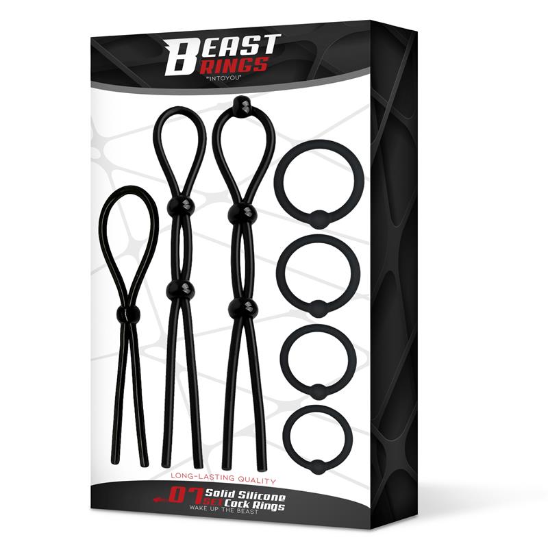BEAST RINGS Set de 7 Anillos para el Pene Silicona Sólida