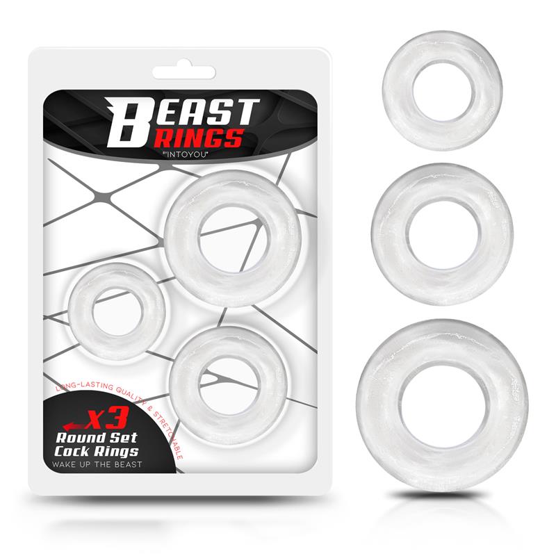 BEAST RINGS Set 3 Anillo para el Pene Flexible Transparentes