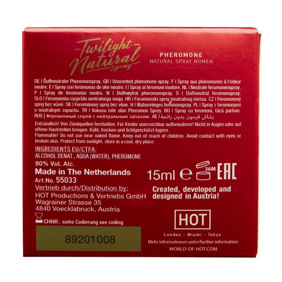 HOT - TWILIGHT NATURAL CON FEROMONAS MUJER 15 ML