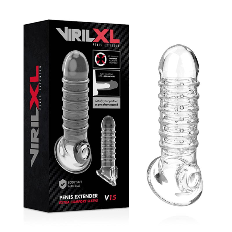 VIRILXL - EXTENSIÓN Y FUNDA DE PENE V15 TRANSPARENTE